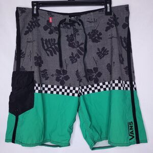Vans Board Shorts Mens 33 Floral Green, Gray